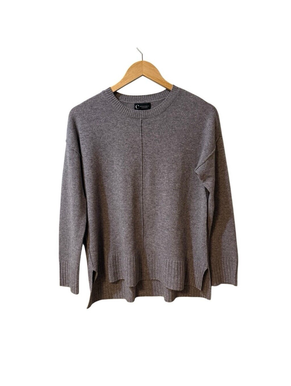 Bloomingdale's 2-PLY Cashmere Heather Gray Sweater Size Small Read